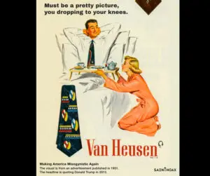 Las frases misóginas de donald trump ahora son publicidad de los años 50 "debe ser una bonita imagen, tu cayendo de rodillas"