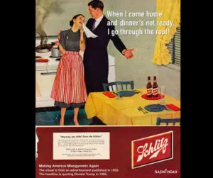 Las frases misóginas de donald trump ahora son publicidad de los años 50 "cuando llego a mi casa y no encuentro la cena, atravieso el techo"