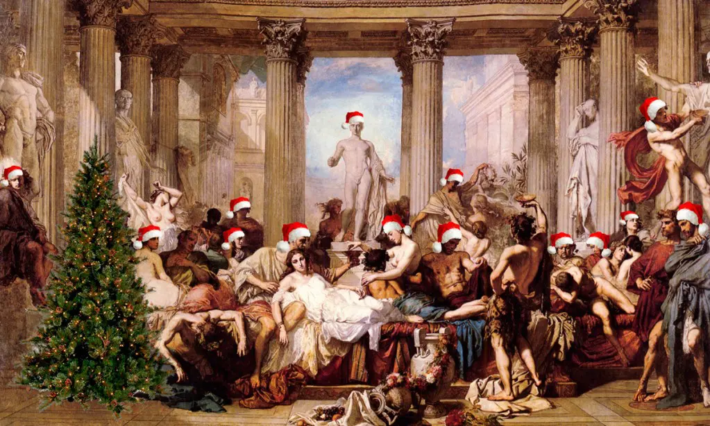Ave, Caesar! Io, Saturnalia! (1880) por Lawrence Alma-Tadema. Museo de Arte de Akron, Ohio, Estados Unidos.