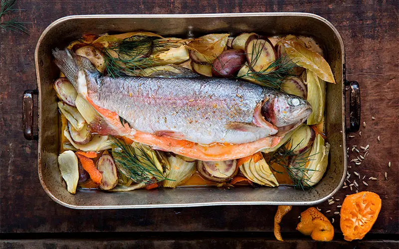 trucha al horno