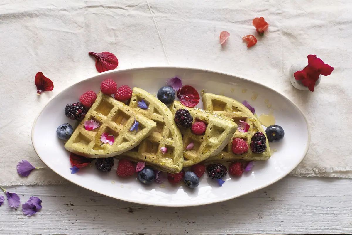waffles con té matcha