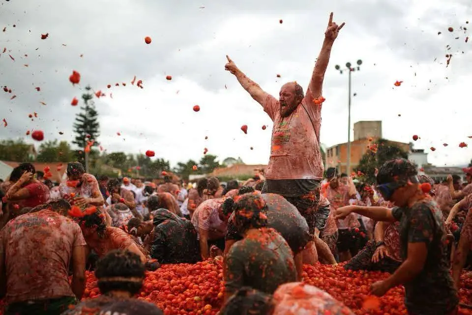 La gran tomatina colombiana se viste del mundial y espera 20. 000 visitantes en boyacá Tomatina