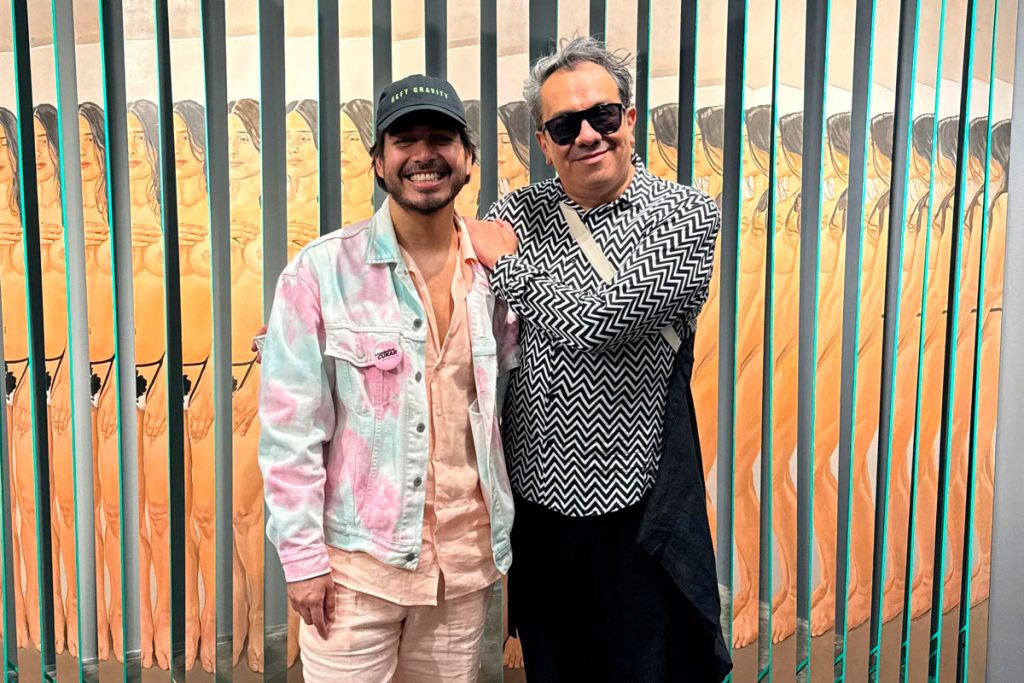 Nicolás Beltrán junto a Jaime Cerón en la inauguración de 'Burundanga'. Foto de Sofía Moreno / Cortesía galería LGM