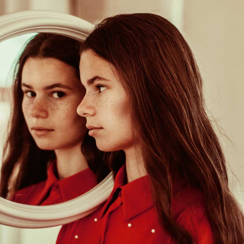 Espejo, rutina, día