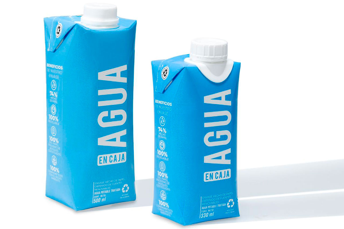 Catador, agua en caja