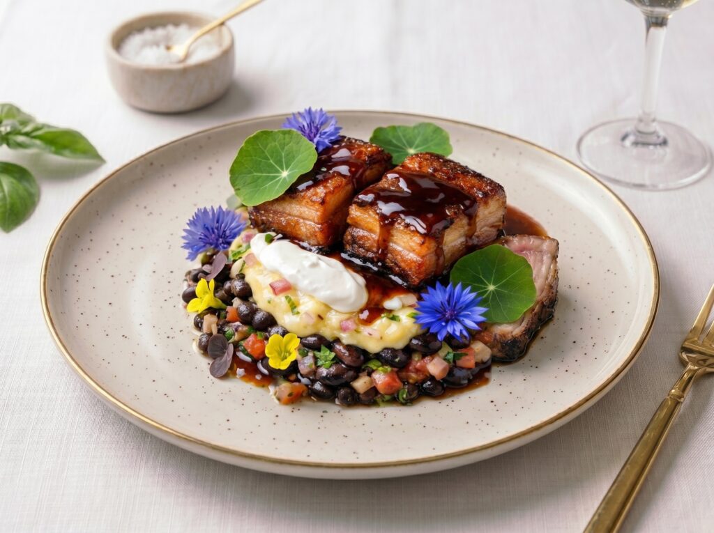 Recetas de chefs colombianos: panceta de cerdo y risotto en la nueva gastronomía Recetas